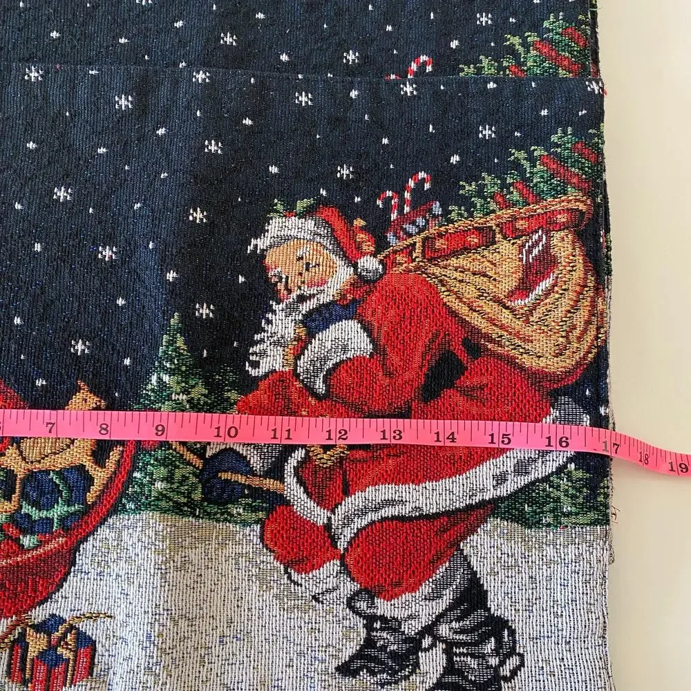 Set of 4 Tapestry Placemats Holiday Christmas Reversible Santa Ornaments 17 X 12